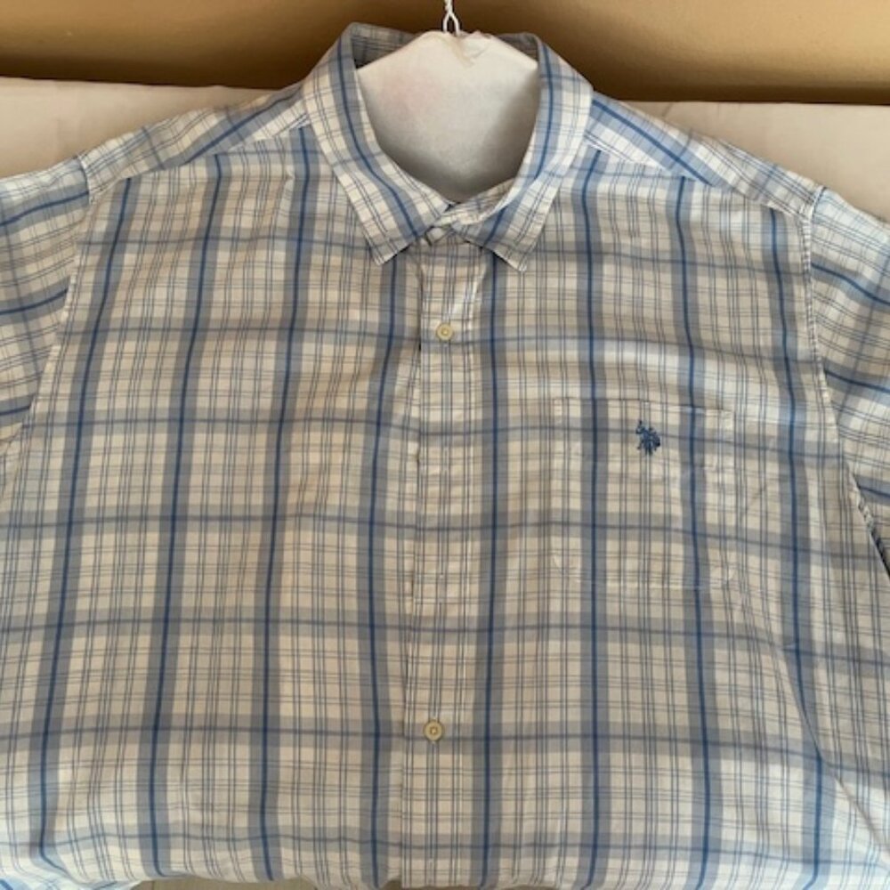 U.S. Polo Assn Mens Short Sleeve Button Down Shirt ; Cotton ; XXL ; Vintage